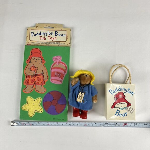 EDEN Paddington Bear VTG Bath Tub Puzzle 80s 90s Mini Jointed Figure Bag Korea - Picture 3 of 11